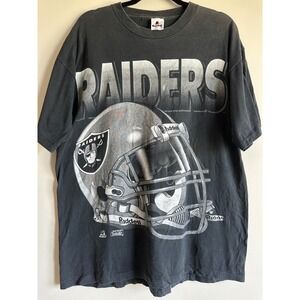 Vintage 1994 Riddell LA Raiders Helmet T-Shirt XL Single Stitch Faded Black NFL